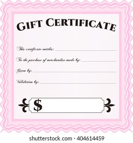 Modern gift certificate. Retro design. With guilloche pattern. 