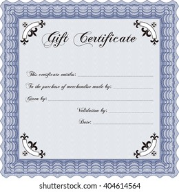Modern gift certificate. Retro design. With guilloche pattern. 