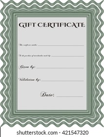 Certificado de regalo moderno. Diseño retro. Con patrón de guilloche. 