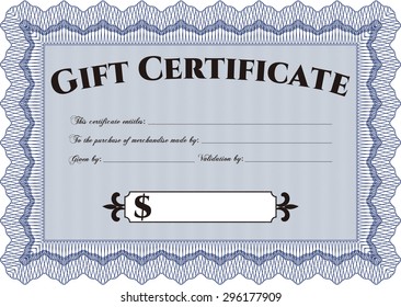 Modern gift certificate. Sophisticated design. With complex linear background. Customizable, Easy to edit and change colors.