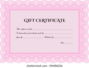 Certificado de regalo moderno. Diseño sofisticado. Con un fondo lineal complejo. Personalizable, fácil de editar y cambiar los colores.