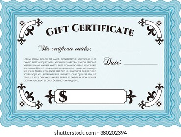 Modern gift certificate. Sophisticated design. With great quality guilloche pattern. 