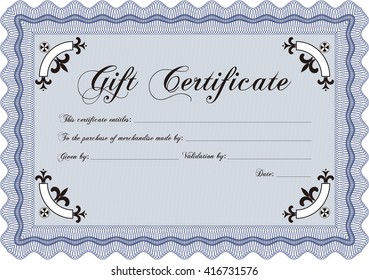 Modern gift certificate. Sophisticated design. With great quality guilloche pattern. 