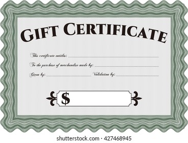 Modern gift certificate. Sophisticated design. With great quality guilloche pattern. 