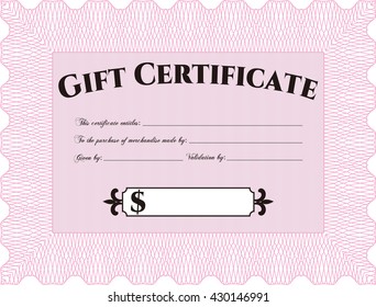 Modern gift certificate. Sophisticated design. With great quality guilloche pattern. 