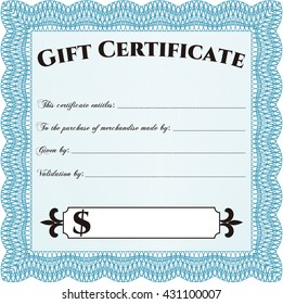 Modern gift certificate. Sophisticated design. With great quality guilloche pattern. 