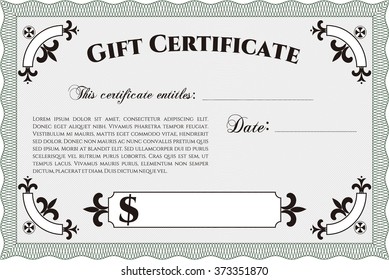 Modern gift certificate template. 