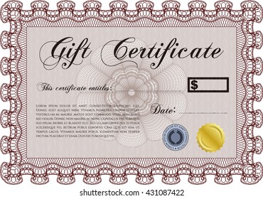 Plantilla moderna de certificado de regalo. 