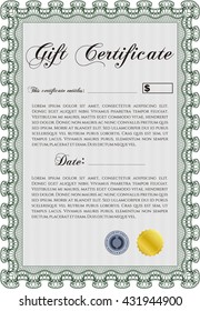Plantilla moderna de certificado de regalo. 