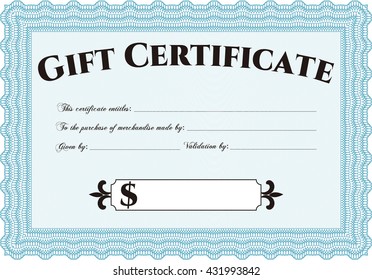 Plantilla moderna de certificado de regalo. 