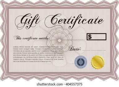 Plantilla moderna de certificado de regalo. Diseño sofisticado. 