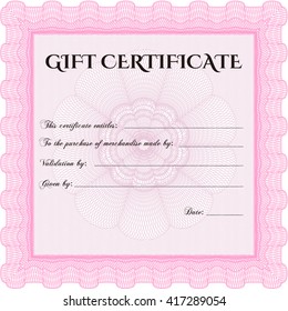 Plantilla moderna de certificado de regalo. Diseño sofisticado. Con un patrón de guilloche de gran calidad. 