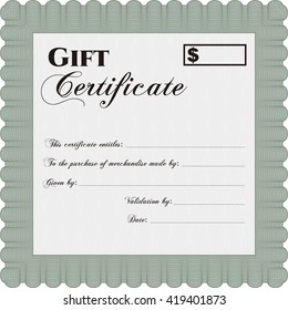 Modern gift certificate template. Sophisticated design. With great quality guilloche pattern. 