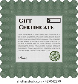 Modern gift certificate template. Sophisticated design. With great quality guilloche pattern. 