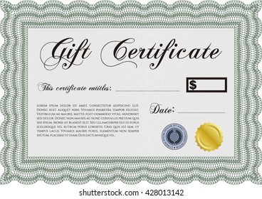 Modern gift certificate template. Sophisticated design. 