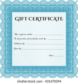 Plantilla moderna de certificado de regalo. Diseño sofisticado. Con un patrón de guilloche de gran calidad. 