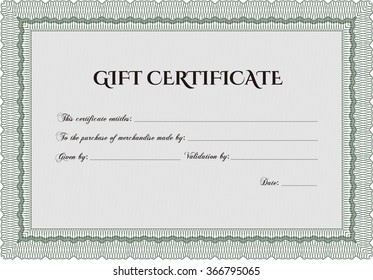 Modern gift certificate. Vector illustration.Complex design. With complex background. 