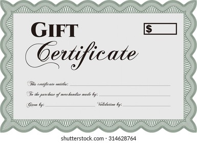 Modern gift certificate. Vector illustration.Good design. Printer friendly. 