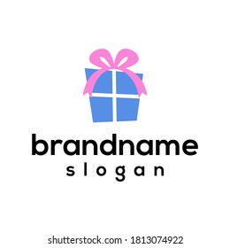 Modern gift logo design vector