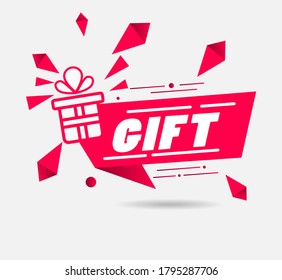 Modern Gift web element for shop or store, special offer for market, modern marketing design element with motion effect. Eps 10 vector
