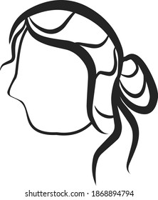 modern girl hairstyle. simple linear image, logo