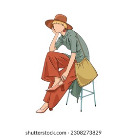 modern girl sitting picture vector illustrator