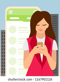 modern girl talking on messenger