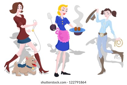 Modern Girls Vector Illustration