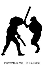 Modern gladiators in protective ammunition on a white background