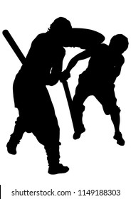 Modern gladiators in protective ammunition on a white background