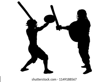 Modern gladiators in protective ammunition on a white background