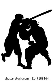 Modern gladiators in protective ammunition on a white background