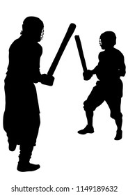 Modern gladiators in protective ammunition on a white background
