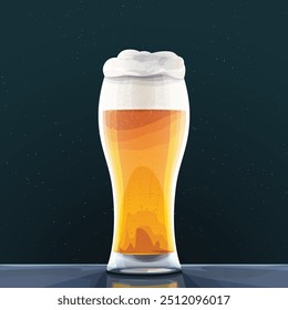 a modern glass of beer on dark