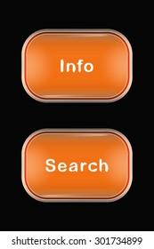 Modern Glass Buttons Info Search. Rectangular Shape with Rounded Corners. Keypad. Push Button. Interface Icons