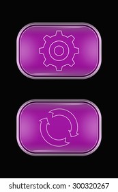 Modern Glass Buttons Settings Refresh. Rectangular Shape with Rounded Corners. Keypad. Push Button. Interface Icons