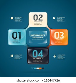 Modern glass color Design template  / can be used for infographics / numbered banners/ graphic or website layout vector