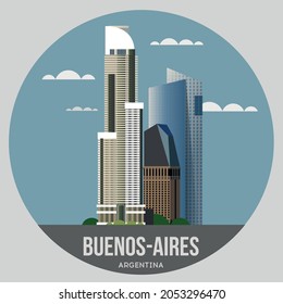 Modern glass and concrete skyscrapers in the capital of Argentina in Buenos Aires