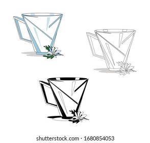 Modern glass. Creative cup. Tea cup for the open space.