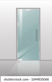 Modern glass doors. Transparent concepts for architectural projects. Vector Graphics illustration. EPS 10.