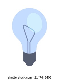 Ilustración vectorial isométrica moderna de bombilla de vidrio. Símbolo de lámpara de electricidad de idea de innovación empresarial de lluvia de ideas aislado. Iluminación brillante potencia de invención tecnología brillante aislada