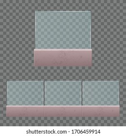 Modern glass railing vector illustration isolated 