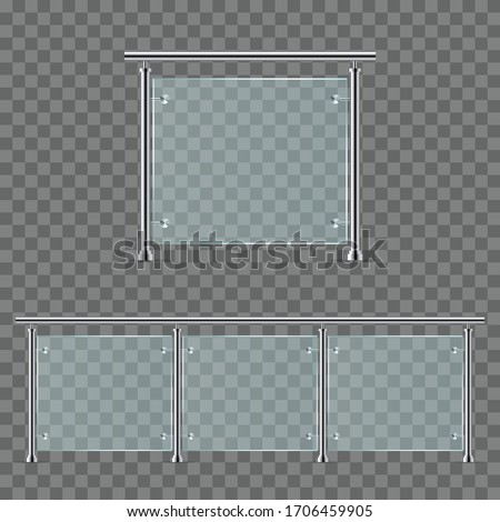 Modern glass railing vector illustration isolated 