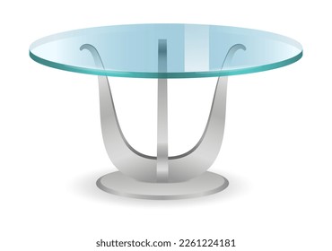 mesa de comedor redonda de cristal moderno aislada en fondo blanco ilustración 3D