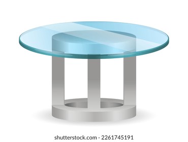 mesa de comedor redonda de cristal moderno aislada en fondo blanco ilustración 3D