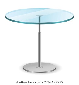 mesa de comedor redonda de cristal moderno aislada en fondo blanco ilustración 3D