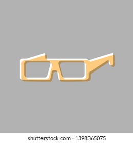 Modern glass sign. Emboss effect with light orange icon on gray background.