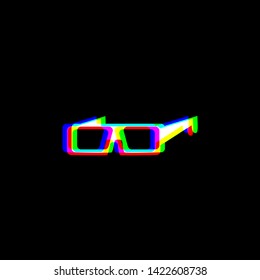 Modern glass sign. Red, green and blue unfocused contour icon at black background. Illustration.