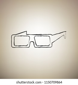 Modern glass sign. Vector. Brush drawed black icon at light brown background.