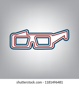 Modern glass sign. Vector. Dark red, transparent and midnight green stroke of white icon at grayish background.